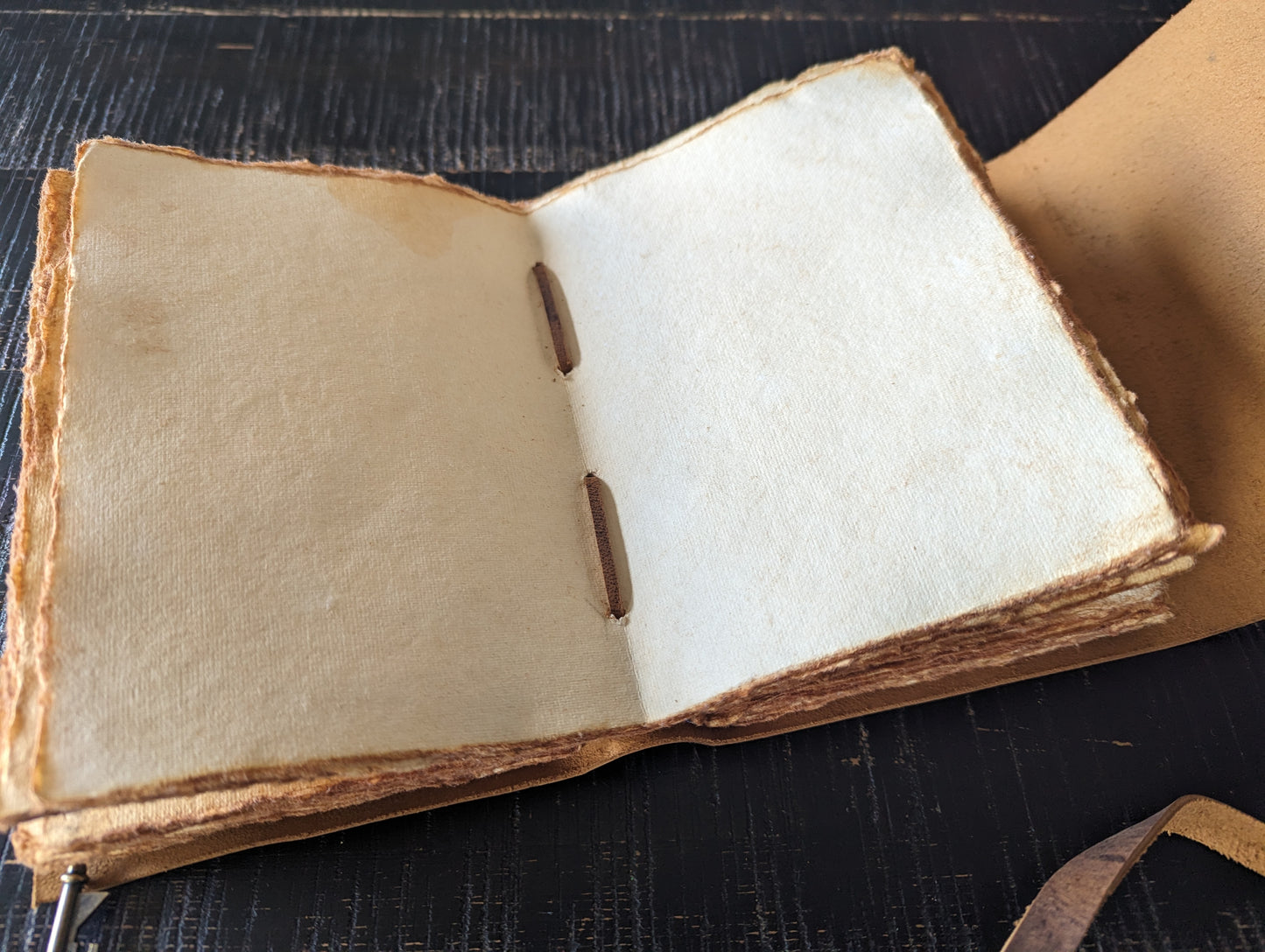 Customized Vintage Soft Leatherbound Brown Journal with Antique Key