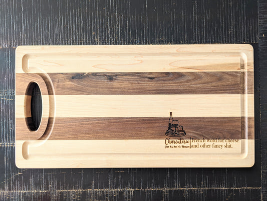 Charcuterie Definition on Mixed Species Cutting Board