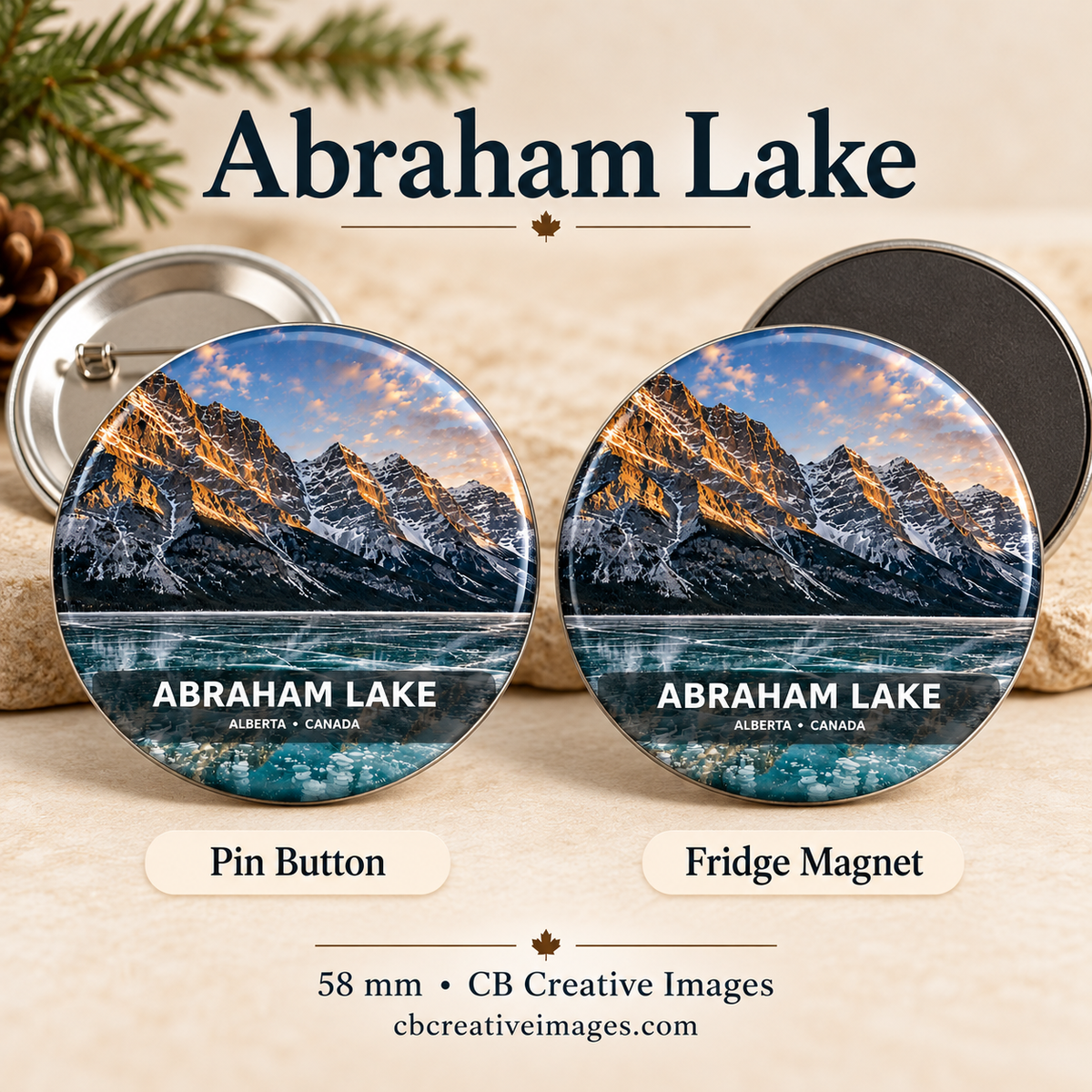 Mountain Collection Buttons and Fridge Magnets