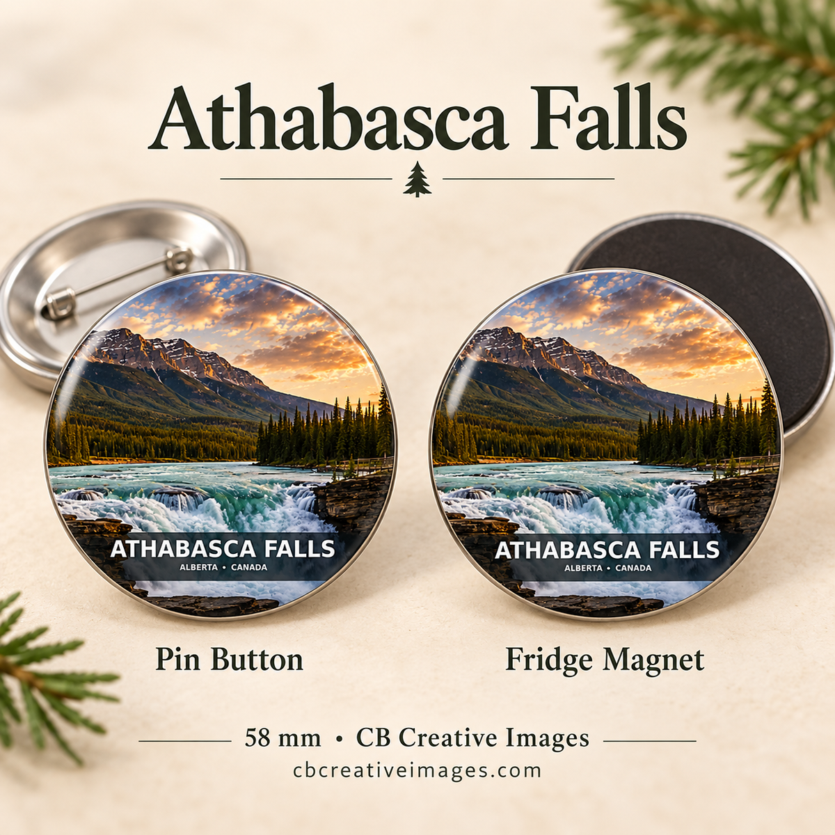 Mountain Collection Buttons and Fridge Magnets
