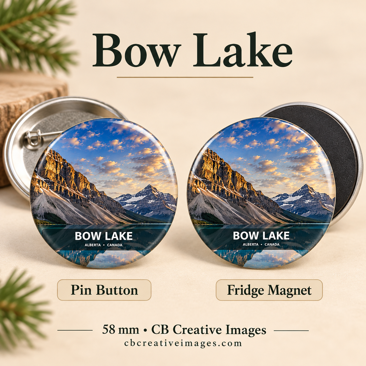 Mountain Collection Buttons and Fridge Magnets