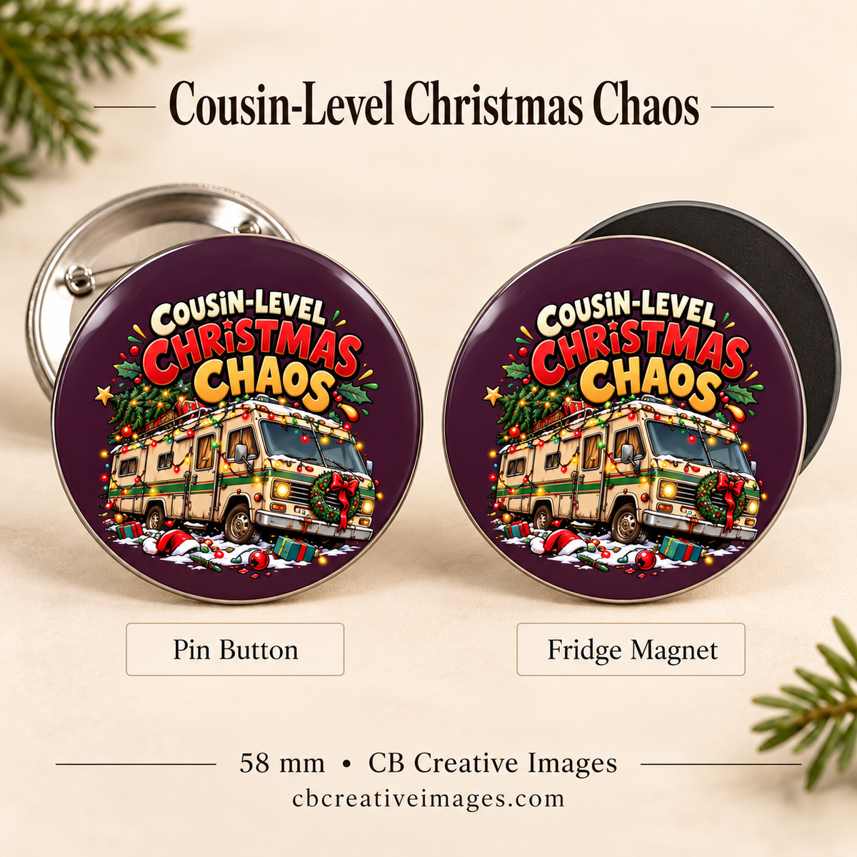 Christmas Chaos Buttons and Magnets
