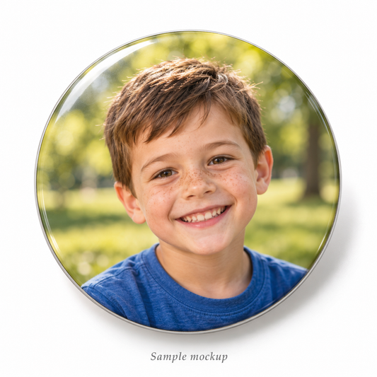 Custom Photo Pin Button or Fridge Magnet – 58 mm