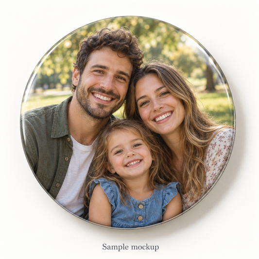 Custom Photo Pin Button or Fridge Magnet – 58 mm