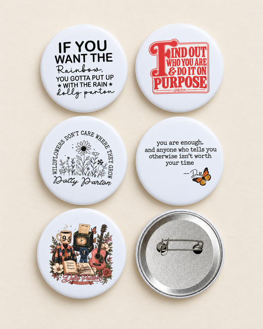 Dolly Parton Inspired Buttons & Magnets – 58 mm