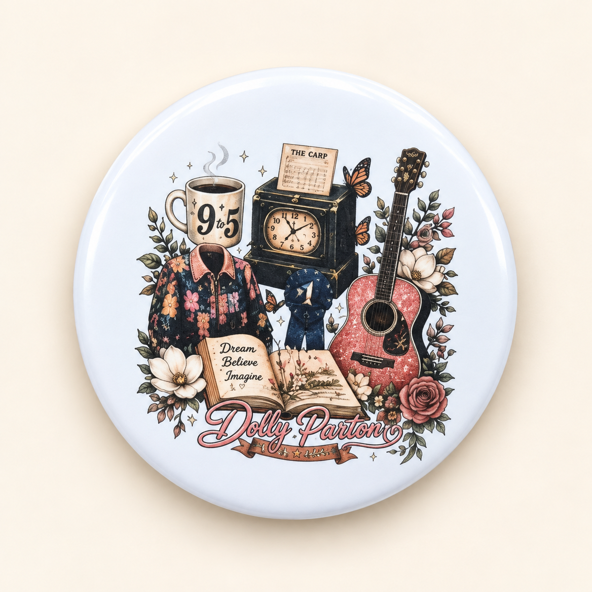 Dolly Parton Inspired Buttons & Magnets – 58 mm