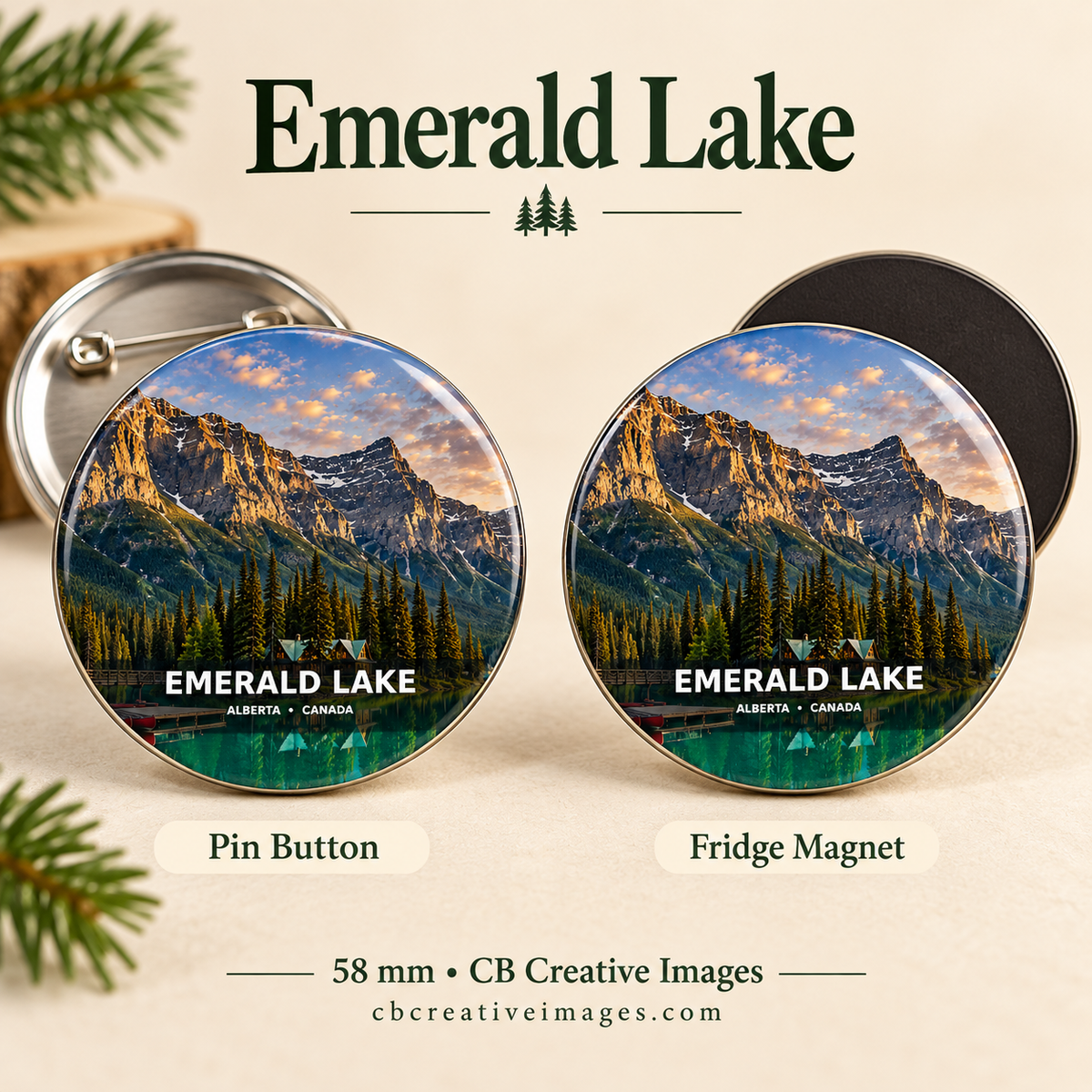 Mountain Collection Buttons and Fridge Magnets