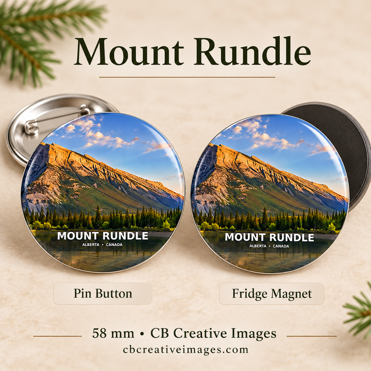 Mountain Collection Buttons and Fridge Magnets