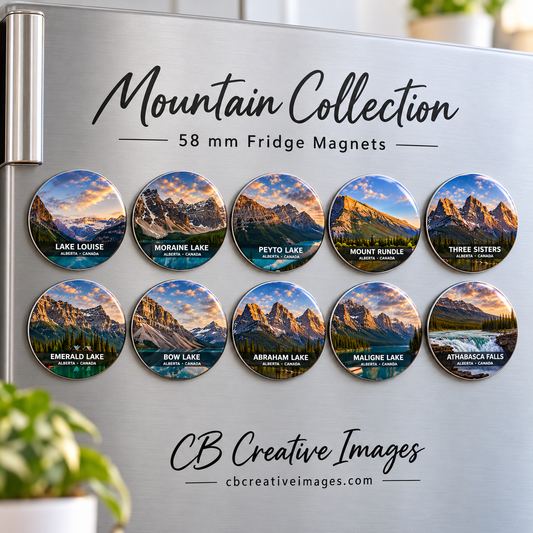 Mountain Collection Buttons and Fridge Magnets
