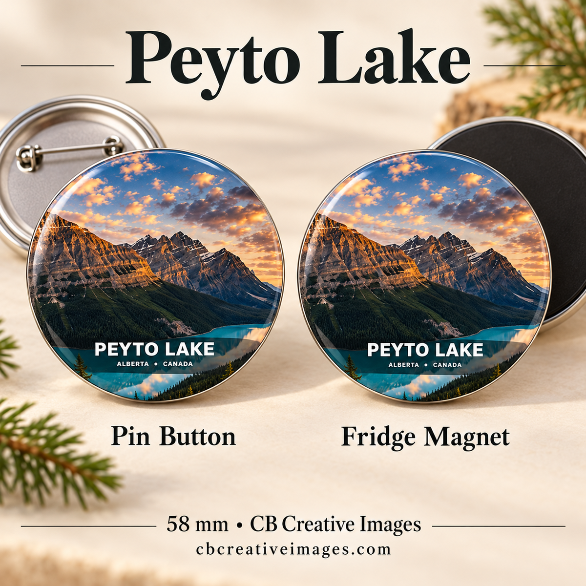 Mountain Collection Buttons and Fridge Magnets
