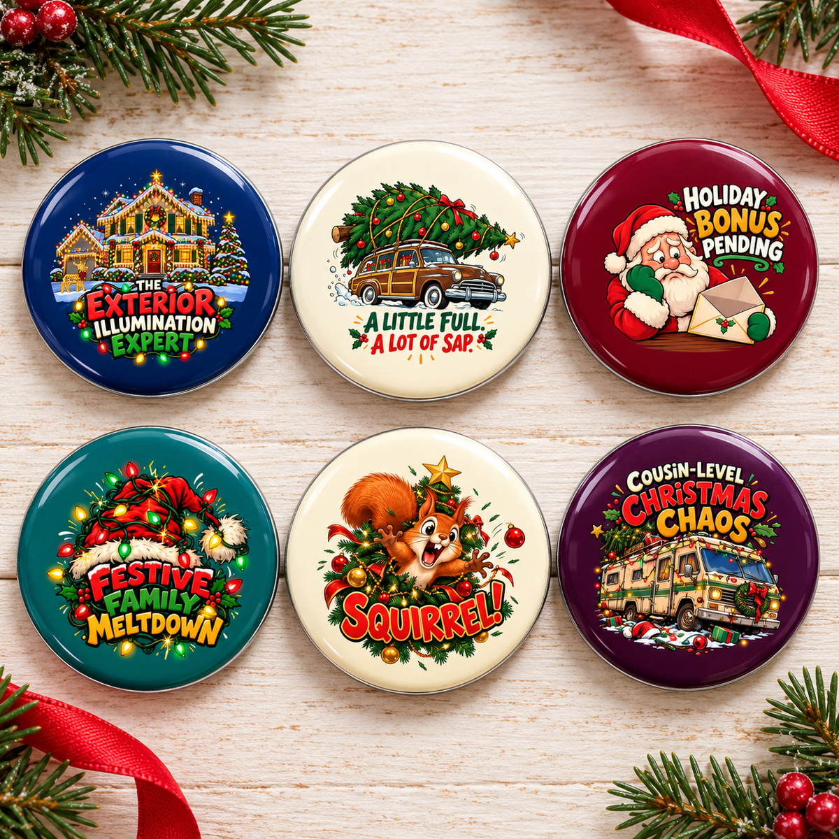 Christmas Chaos Buttons and Magnets