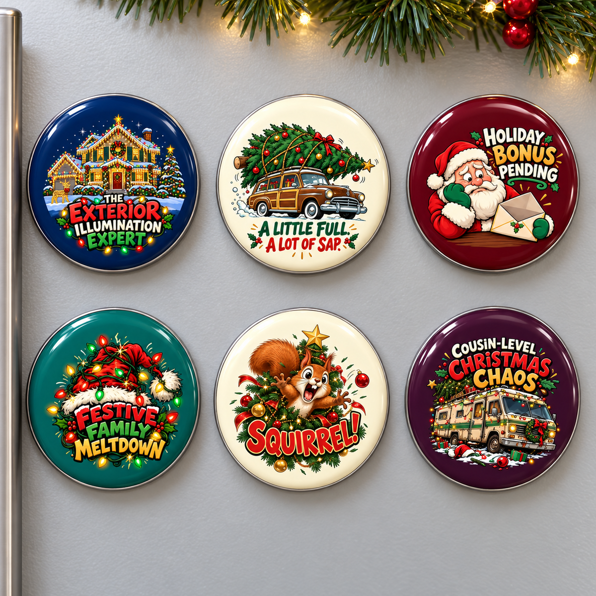 Christmas Chaos Buttons and Magnets